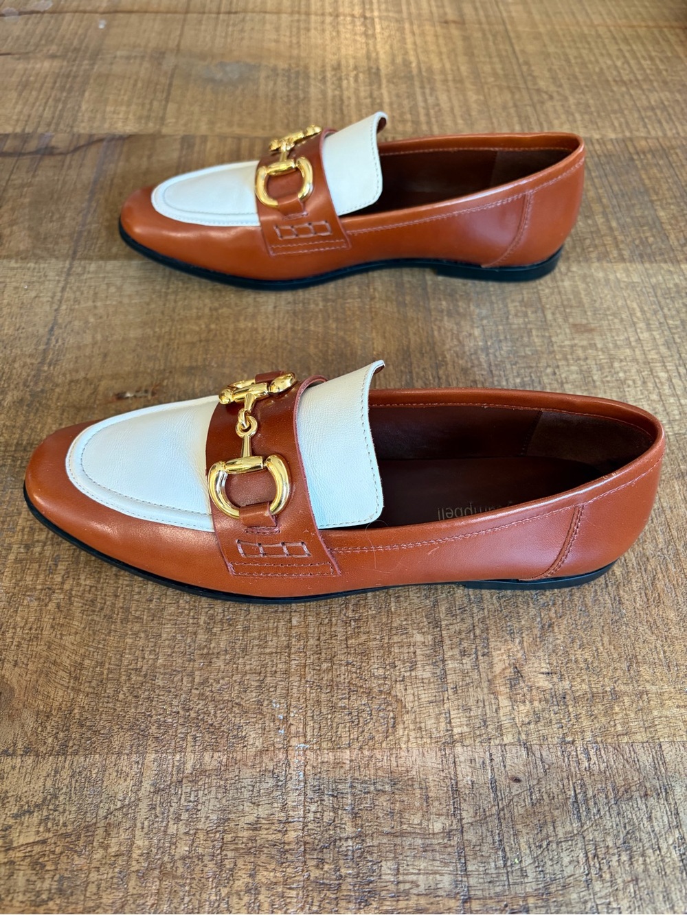 Jeffrey Campbell Velviteen Bit Loafers in a brown and white two-tone leather - Picture 3 of 7